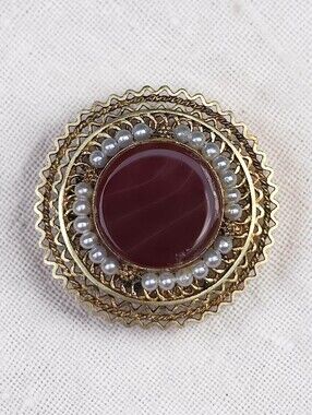 Vintage Vermeil Sterling Silver Israel Carnelian Pendant/Brooch